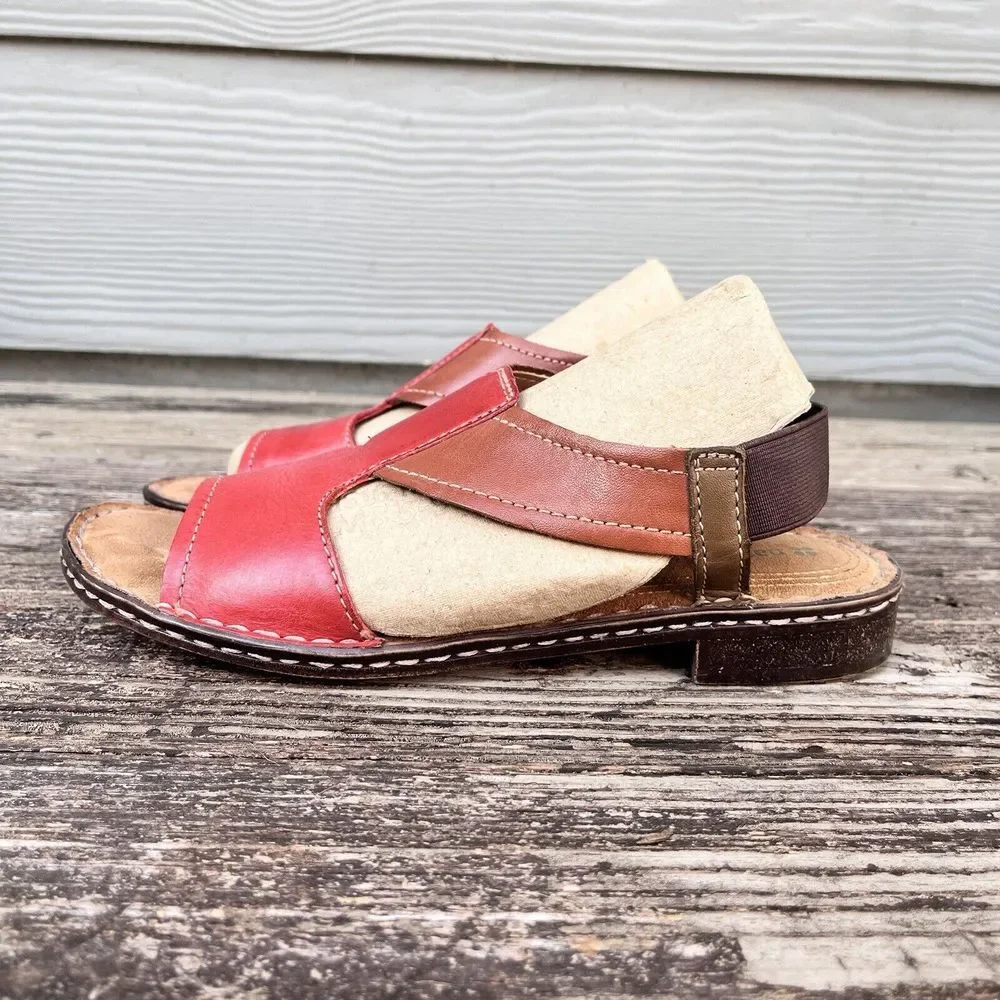 Naturalizer Slingback Sandals Womens 8.5 Red Brown N5 Comfort Leather